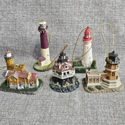 Vtge 5 Geo Z Lefton Lighthouse Ornaments 2000 Old Mackinac Split Rock Lot 5