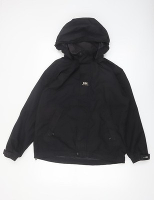 Helly Hansen Jungen schwarz Kapuze wasserdicht Regenmantel Jacke 14 Jahre