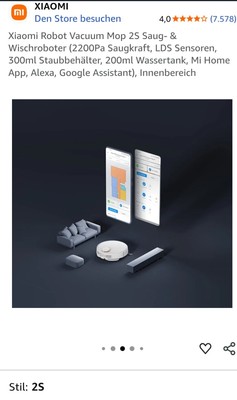 Xiaomi Robot Vacuum Mop 2S Saug- & Wischroboter (2200Pa Saugkraft, LDS Sensoren,