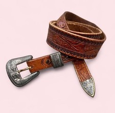 Vintage Justin Belt Co Tooled Leather Ranger Belt Size 34
