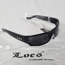 LOCS Rectangular Gangster Black Shades Mens Designer Sunglasses Cholo Dark Lens