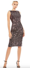 NWT Mac Duggal 26438 Black Rose Sequin Dress Sz 4