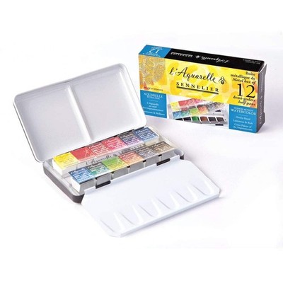 SENNELIER L'Aquarelle French Watercolor Paint, Metal Box Pocket Set of 12 Hal...