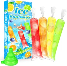 250 Pakcs 2x12 Disposable Ice Pop Bags Popsicle Bags with Silicone Funnel for...