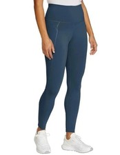 NWT Eddie Bauer Women's S Trail Tight Leggings High-Rise Blue Zip Pockets P0817