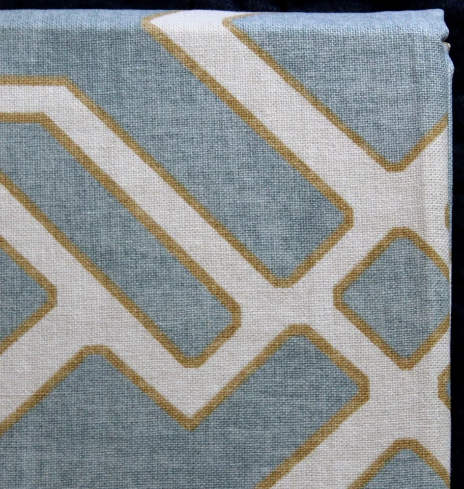 POTTERY BARN SHELBY GEOMETRIC BLUE ROOM DARKENING LINED SET OF CURTAINS 50 X 96 - Image 2 of 4
