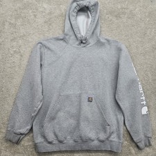 Carhartt Hoodie Mens L Gray Original Fit Midweight Sleeve Logo Pullover K288