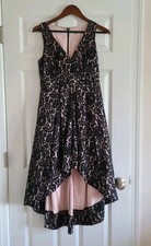 EUC Nordstrom Eliza J black lace high low occasion dress, Size 6 Petite