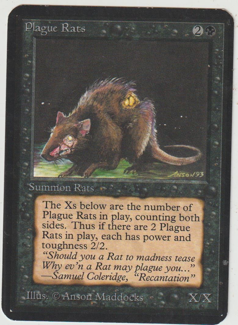 x1 ALPHA Plague Rats Card MAGIC MTG ENGLISH 1993 EX-NM OLD SCHOOL!