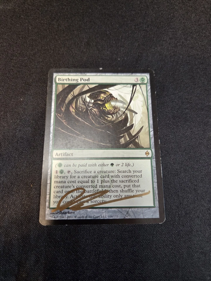 MTG Birthing Pod - New Phyrexia - Gold Signed by Daarken - MP - Image 2 of 4