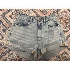 PacSun Womens Light Wash High Waisted Cuffed Denim Jean Shorts Size 26