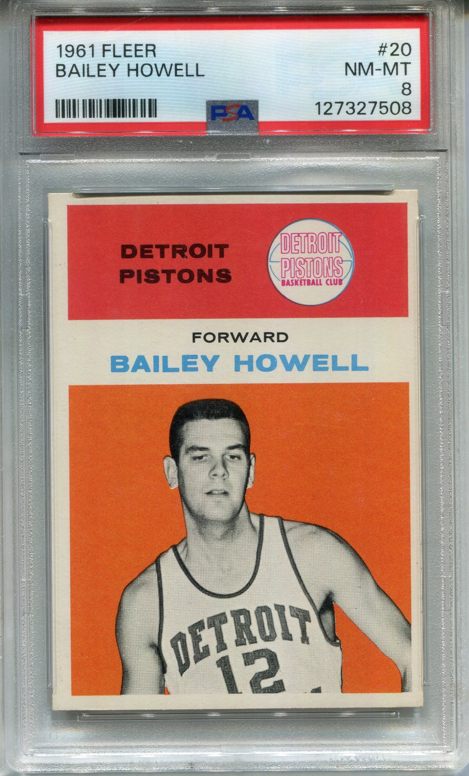 1961 Fleer #20 Bailey Howell PSA 8 NM-MT Detroit Pistons