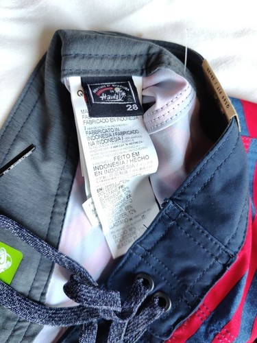 Quiksilver Surfsilk Hawaii Flag 20" Boardshorts Estate Blue Red New Size 28 - Picture 6 of 10
