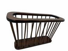 Mid-Century Walnut Spindle Magazine Record Rack Stand