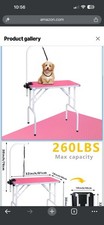 LEIBOU Folding Dog Grooming Table w/ Arm Noose, Pink Top 32x18 in 260 lb