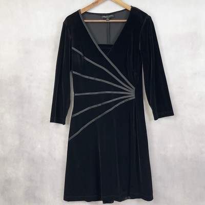 Connected Apparel Dress 14 Black Velvet Cocktail Holiday Stretchy Witchy Goth