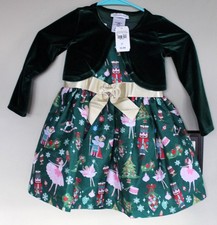 New Bonnie Jean Christmas Nutcracker Dress Green w/Velvet Jacket Girls 2T NWT