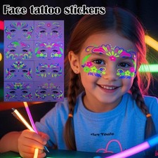 Creative Fluorescent Tattoo Face Stickers, Waterproof Facial Temporary J5S2