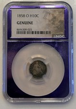 1858-O Seated Liberty Half Dime No Arrows : NGC genuine