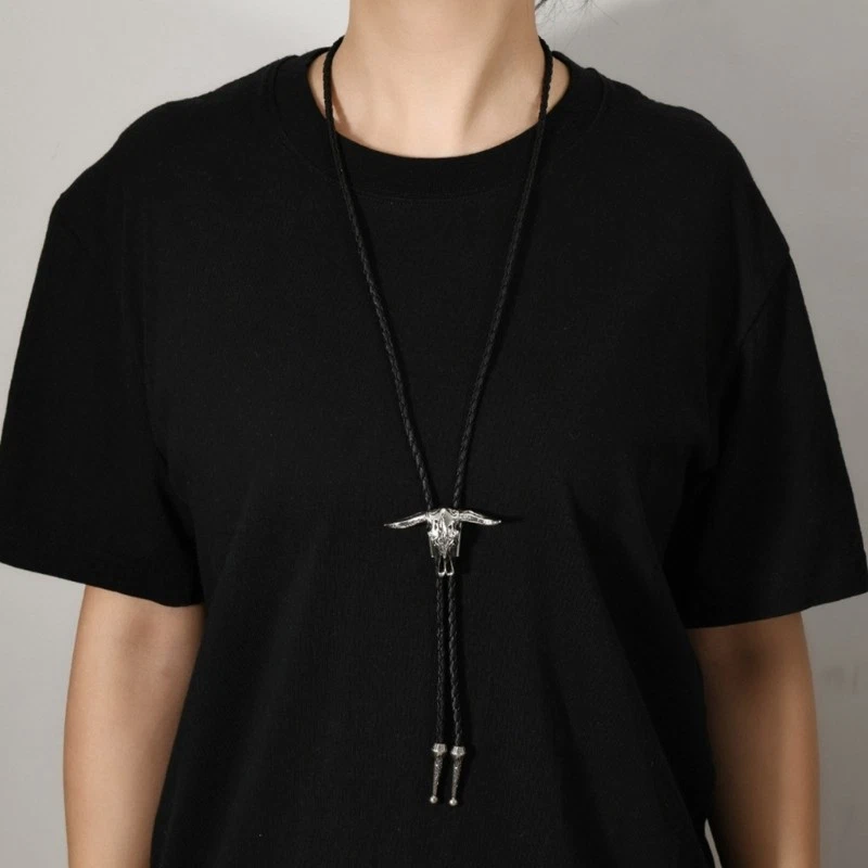 2pcs Western Bolo Tie with Cow Skull Unique Denims Bolo Necktie Unique Styles