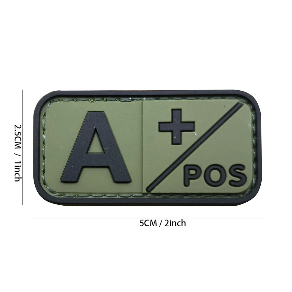 2Pcs 1x2 inch PVC Rubber A B AB O POS NEG Blood Type Hook Patch Fastener Badge - Image 2 of 4