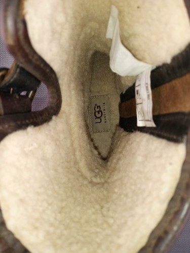 UGG Chaney Women Shoe Size 7 Brown Leather Biker Boots Buckle Casual Winter - Picture 22 of 24