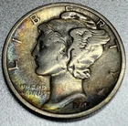 1944 -S Mercury Dime 10c 90% Silver US Coin VF Rainbow Toned - 1826