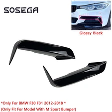 For BMW F30 F31 2012-2018 Gloss Black 2Pc Front Bumper Fangs Trim Air Vent Cover