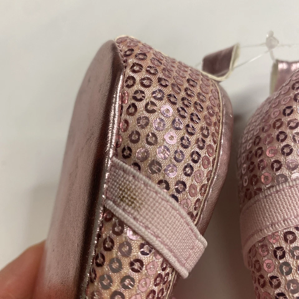 Zapatos de bebé ESPIRIT rosa lentejuelas talla 6-12 meses rosa roseta hada princesa hada Foto 4 de 4