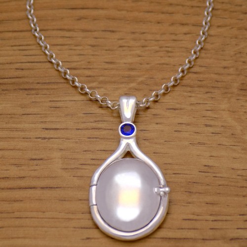 Water Mermaids Blue CZ Locket Necklace 
