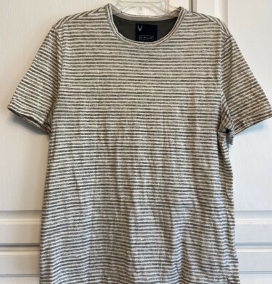 XPLR Jeremiah Men's Short Sleeve Shirt Gray and White Stripes Size M
