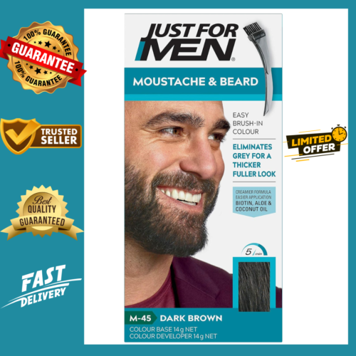Just for Men Moustache & Beard Colour M-45 Dark Brown - Picture 1 of 8