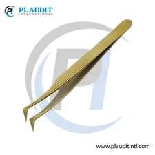 Stainless Steel Watch & Jewelery Repair Tweezers #6 Forceps, Fine Point, Gold Pl