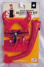 New 5 pc Devil Accessory Costume Set Headband, Necklace, Wrist Cuffs,Tail Age 3 