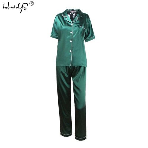 Women's Satin Pajama Set Classic Button Down Loungewear Long Sleeve Sleepwear Pj - Picture 69 of 108