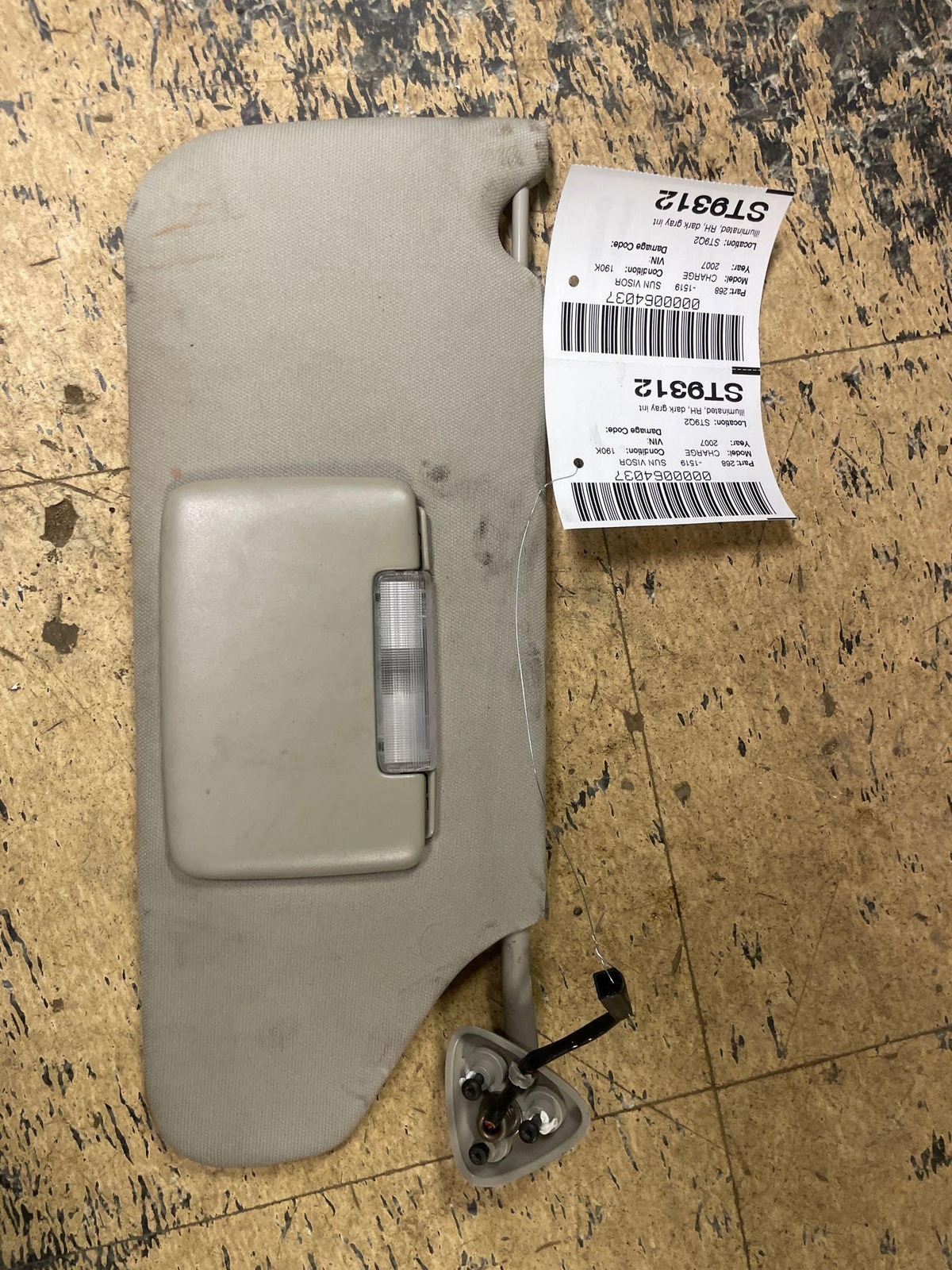 OEM PASSENGER SIDE GRAY Sun Visor DODGE CHARGER Right 06 07 eBay