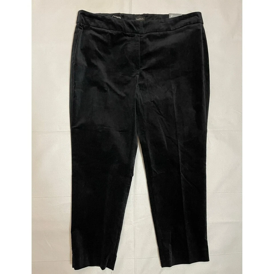NWT New $139 Talbots Velvet Slim Ankle Black Pants Size 14WP