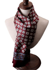 100 Silk Satin Scarf men women neckerchief Wrap plaid wine dark red QS175-5