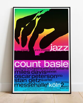 Count Basie Miles Davis Jazz Festival 1960 Tour Foto/Poster - bis zu 36''
