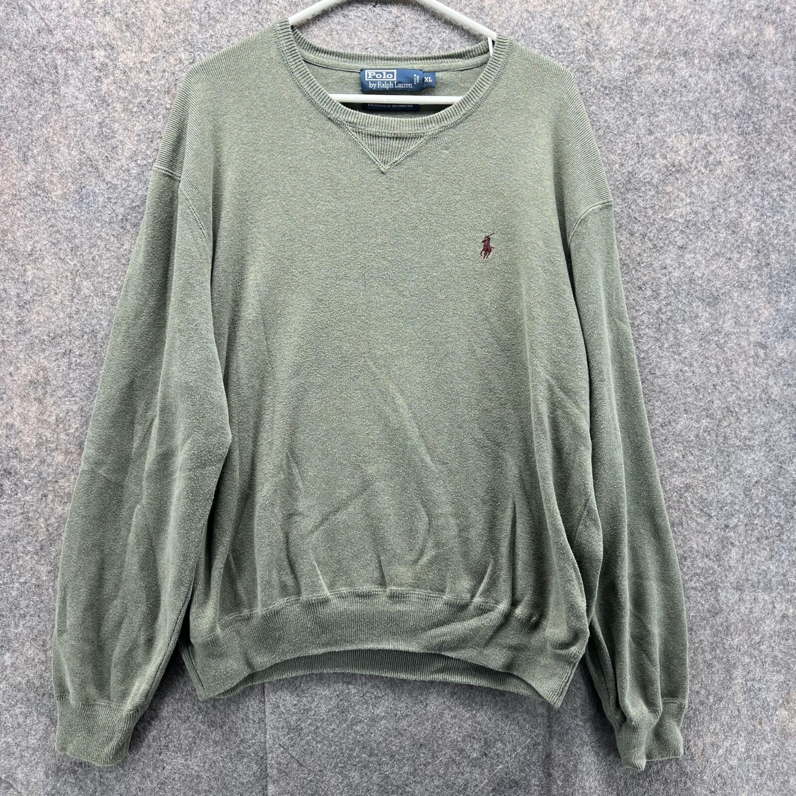 Polo Ralph Lauren Maglione Uomo XL Verde Oliva Felpa Preppy Cotone Pony