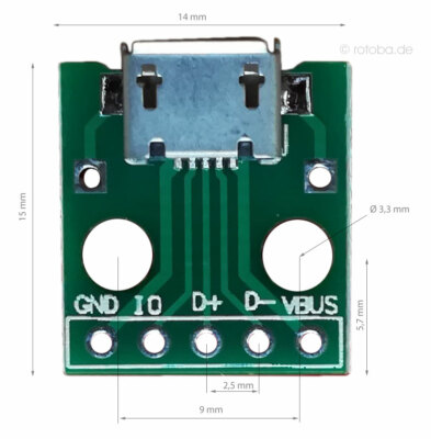 Micro USB Buchse Platine 5 Kontakte Leiterplatte Arduino Dip Adapter Micro USB Buchse Platine 5 Kontakte Leiterplatte Arduino Dip Adapter