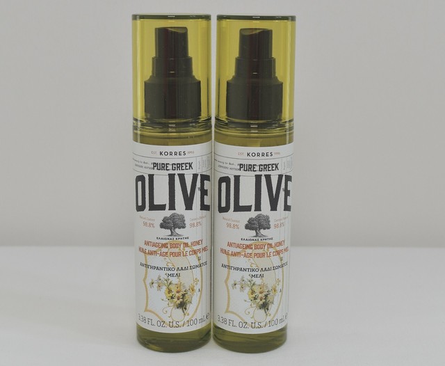 1+1 Korres Pure Greek Olive Antiageing Body Oil Honey Blossom 2x3.38 Fl