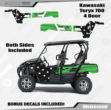 Green Subdued USA Flag Racing Graphics kit fits Kawasaki Teryx 700 4 Door decals