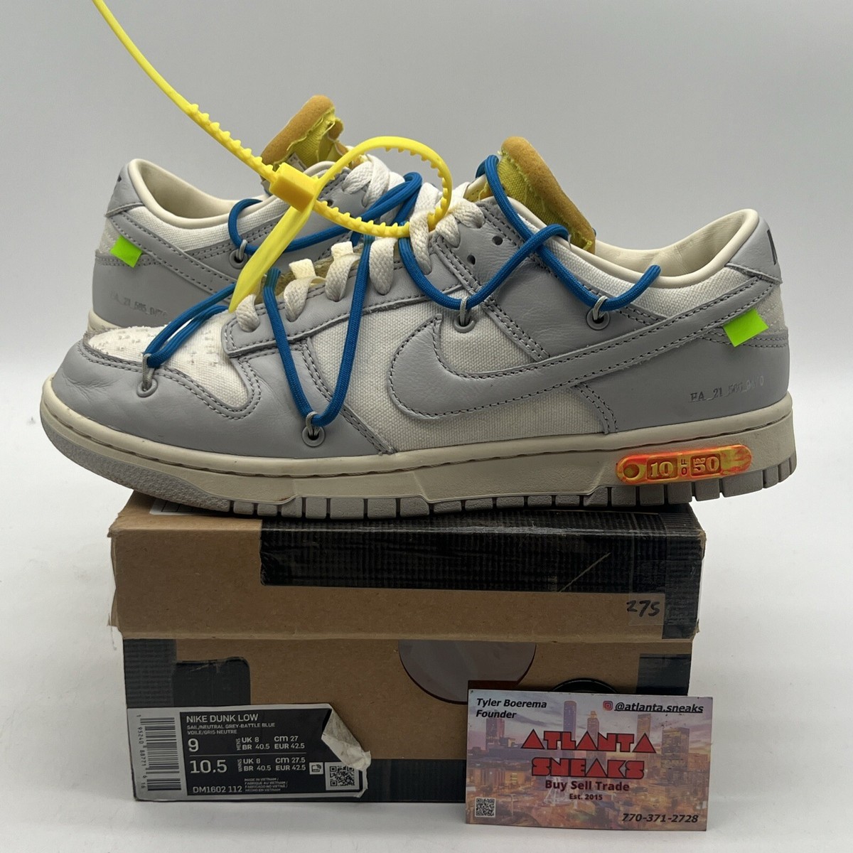 nike off white dunk low lot 10
