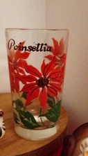 Vintage Boscul Red Poinsettia Peanut Butter Water Glass Drinking Kitchen 5"