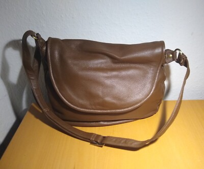 Weiche Braune Damenhandtasche von Fancy Leder Langer Trageriemen  Klappe