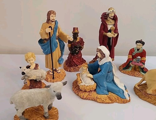 VTG Enesco 9 Pc. Nativity 3 Kings Jesus Angel of Peace Collection Donna Parker - Picture 2 of 14
