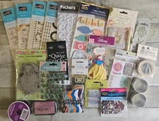 Mixed Lot Craft Supplies - Stickers, Rub-Ons, Stamps, Quote Stack, Ribbon - New