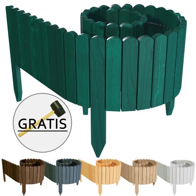 Rollborder Gartenzaun Holzzaun Beeteinfassung Rasenkante  GRATIS HAMMER 
