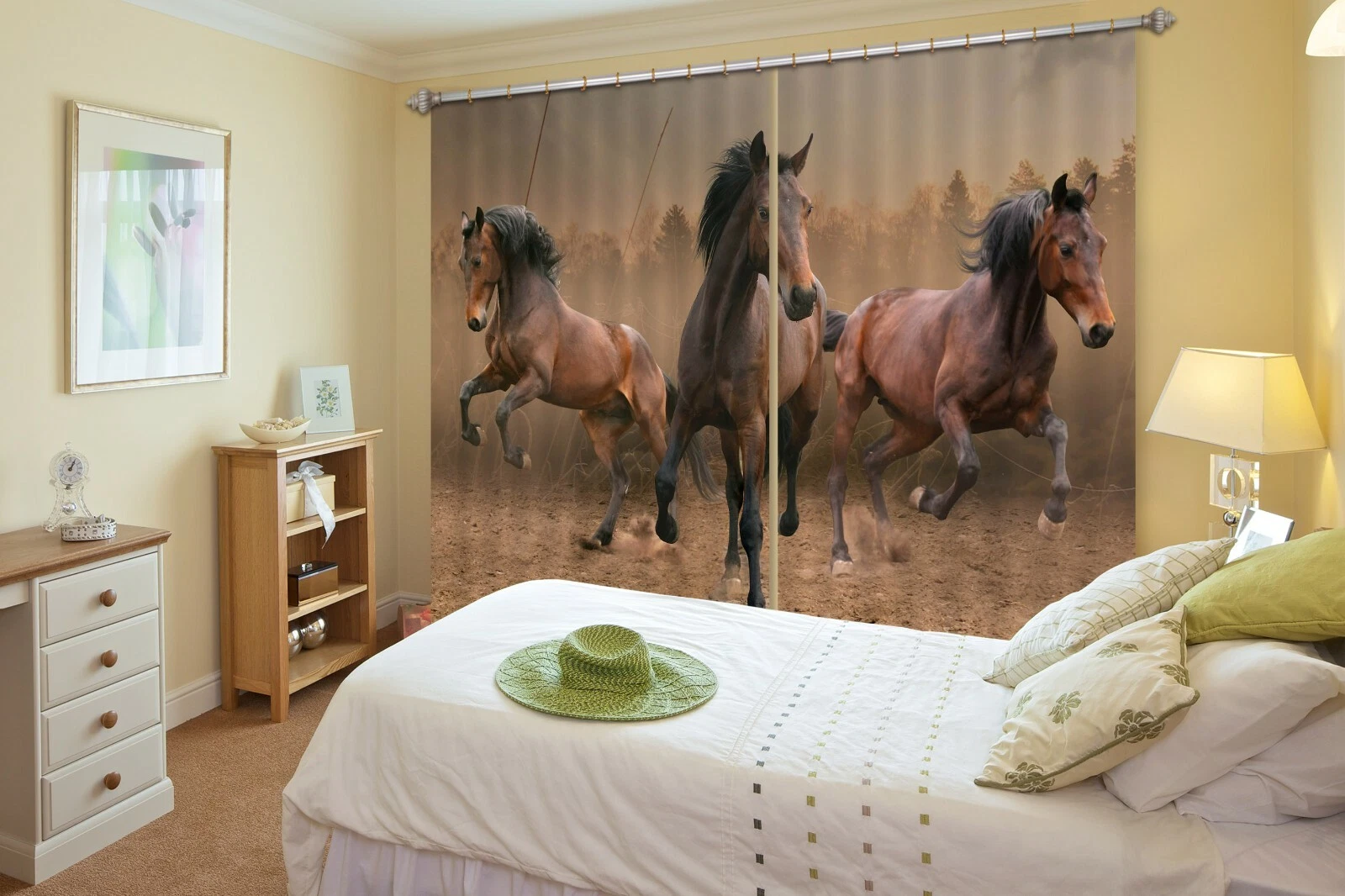 3D Red Horse ZHUA048 Animal Blockout Photo Curtain Fabric Window Zoe